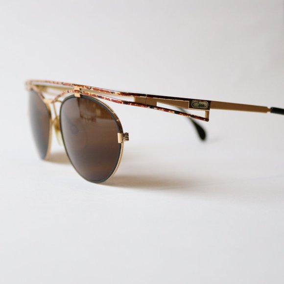 Cazal Gold & Tortoise Legend Art Deco Sunglasses 90s Designer Vintage main image 8